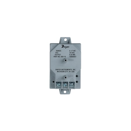 Dwyer Instruments Differential pressure transmitter, bi-directional, range 0 to +/-25" w.c. 668-17